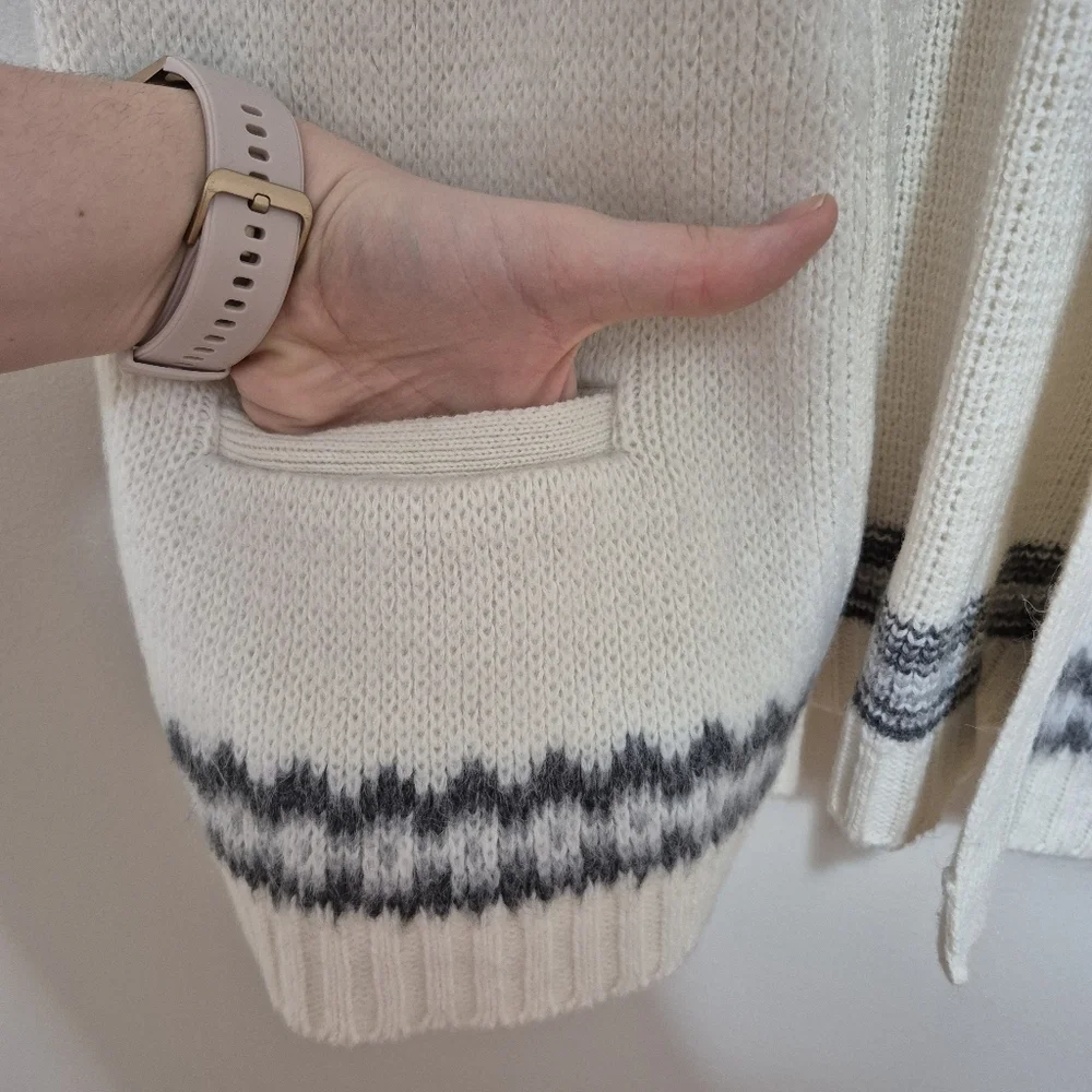Ice Castles Women's Cream Vintage Fair Isle Knit Open Front Vest Size M/L - Picture 4 of 7